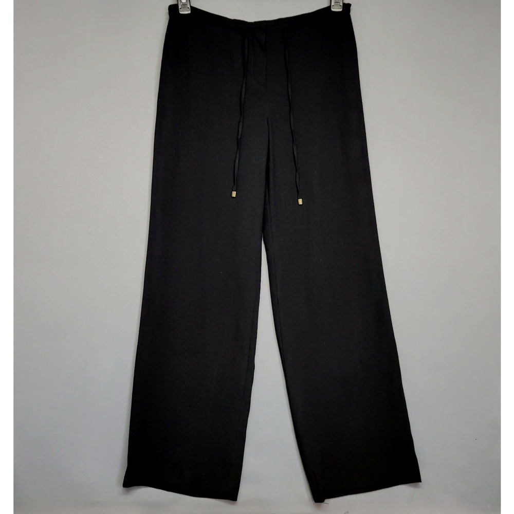 Vintage Talbots Wool Blend Pants Womens 4 Black Drawstring Waist Wide Leg Baggy
